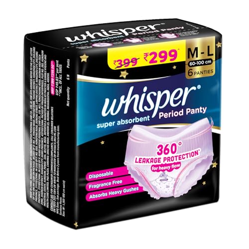 Whisper Super Absorbent Period Panty, 6 M-L Pants, 360 Degree Leakage Protection* for Heavy Flow, Panty like Fit, Full back Coverage, Absorbs Heavy Gushes, Silky Soft, Comfortable Feel - Image 3