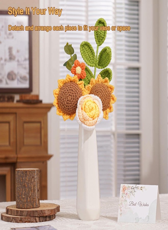 ilifemate Crochet Flower Bouquet, Birthday Gifts for Mom Grandma Wife - Handmade Crochet Flowers Sunflower Gifts for Women, Romantic Gift for Her, Anniversary, Graduation - Image 4