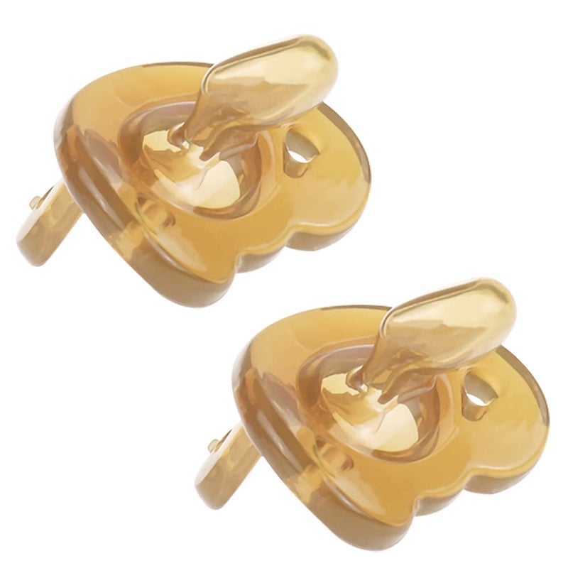 SFCCMM Pacifiers Natural Rubber Set of 2 Cute Baby Pacifier with Handle Air Holes for Added Safety BPAFree Soothers Size 06 Months Moon Flat
