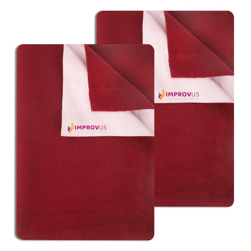 IMPROVUS Instadry AntiPiling Fleece Extra Absorbent Quick Dry Sheet for New Born Babies Cotton Bed Protector Mattress Reusable Waterproof baby Cot sheet for Toddler Infant Brown Pack of 2