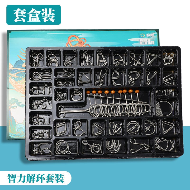 Luban Lock Educational Toys Nine-Chain Intelligence Tripping 24-Piece Set Full Set Student Children Tripping Kongming Lock - Image 2