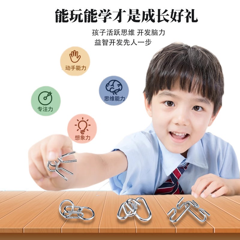 Luban Lock Educational Toys Nine-Chain Intelligence Tripping 24-Piece Set Full Set Student Children Tripping Kongming Lock - Image 3