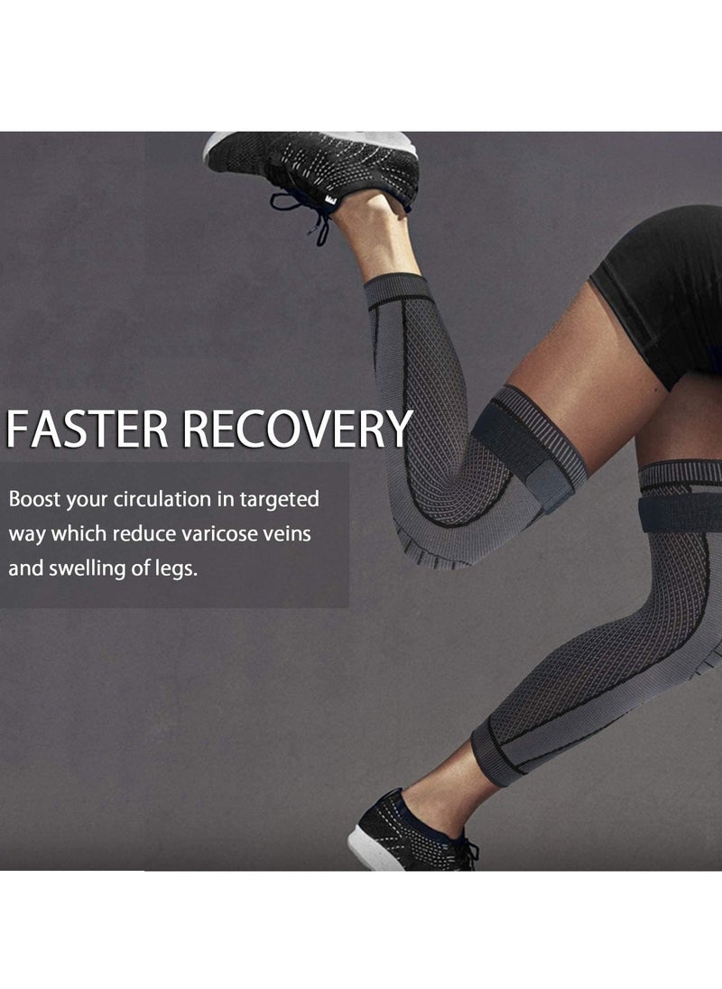 Generic Full Leg Sleeves Long Compression Leg Sleeve Knee Sleeves Protect Leg, for Man Women Basketball, Arthritis Cycling Sport Football, Reduce Varicose Veins and Swelling of Legs，XL  - Image 3