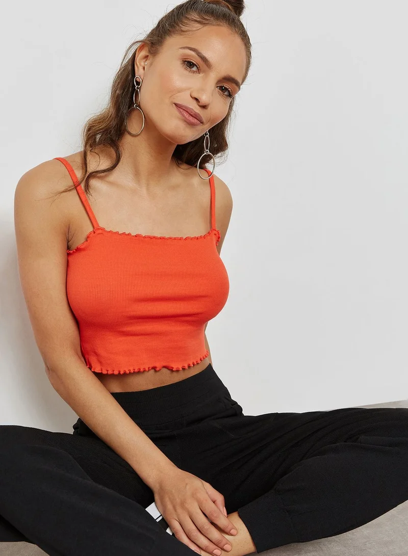 TOPSHOP Lettuce Hem Crop Top