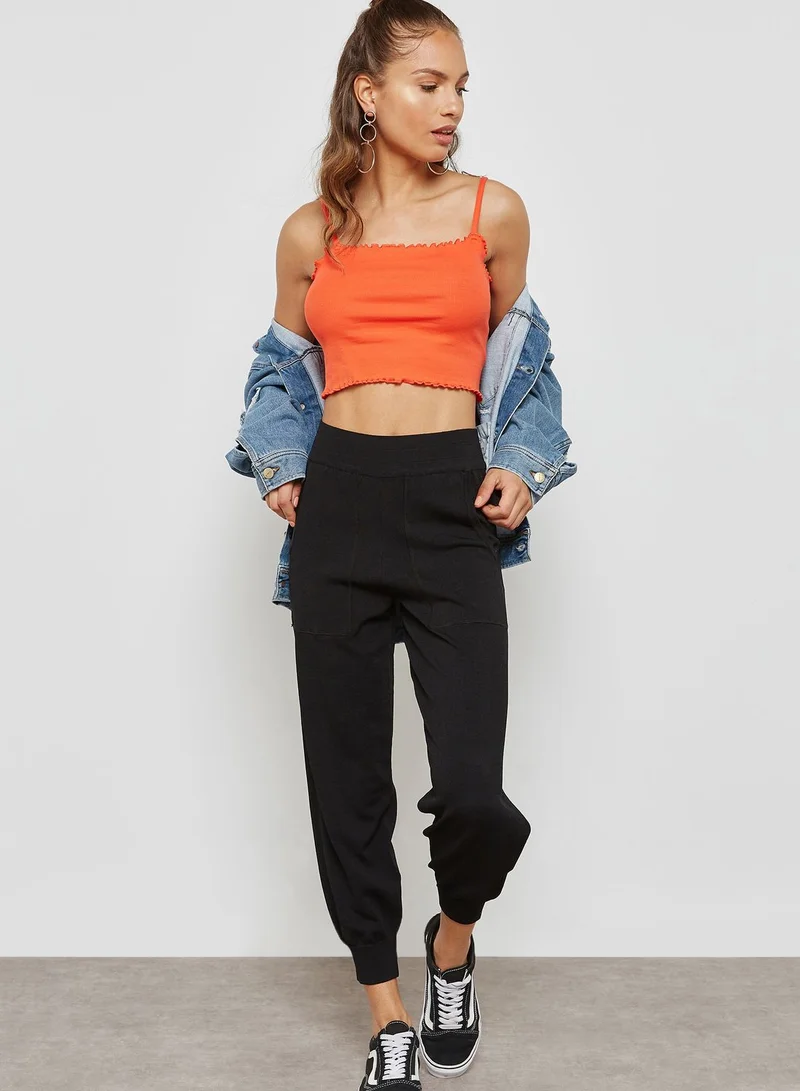 TOPSHOP Lettuce Hem Crop Top