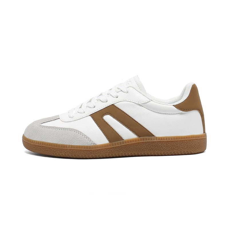 OFG Women's Retro Gum Sole Fashion Sneakers-Lace Detail Casual Retro Walking Shoes-Gum Sole Casual Tennis-Anti Slip Trainersï¼ˆBeige Grey,6ï¼‰ - Image 4