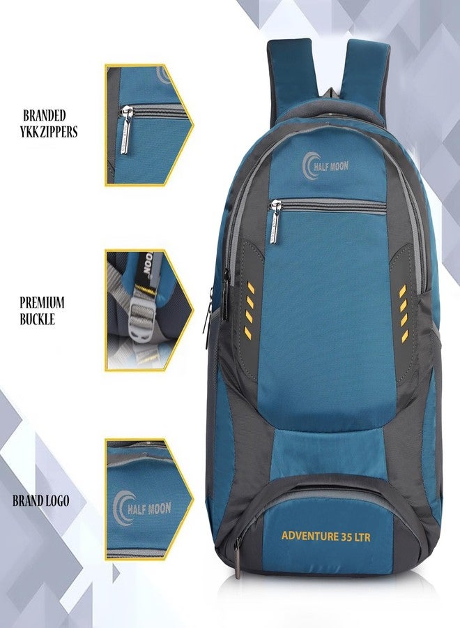 Half Moon New Generation 35L School Bag for Boys Girls | Backpack For Men Or Backpacks For Women | Water Resistant | 5 Zips Stylish And Trendy College Bag For Men & Women (Sea Green) - Image 3