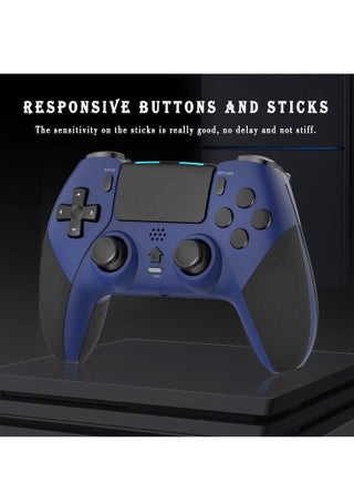 Wireless Controller for PS4, Game Controller Compatible with Playstation 4/Slim/Pro/PC, Built-in 800mAh Rechargeable Battery, Dual Vibration, 6-Axis Motion Control, Audio, Turbo (Blue & Black) - view 4