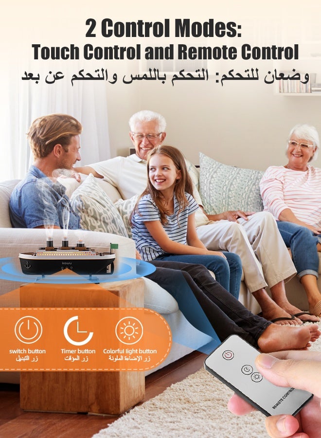 Kawu Steamship Shaped Humidifiers for Bedroom 250ml Ultrasonic Essential Oil Diffuser for Room Home Office, Jellyfish-shaped Fog, 7 Lighting Modes, Remote Control, Auto Shut-Off, 4/8H Timer 28dB Quiet - Image 4