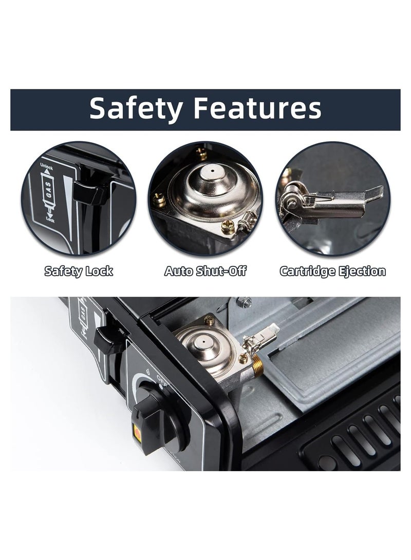 بي جي إم , موقد غاز محمول للتخييم وحقيبة الظهر موقد غاز مع حقيبة حمل BGS168 موقد واحد - Image 3