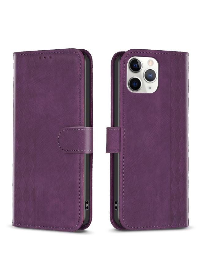 Zaboon Case For iPhone 11 Pro Max Plaid Embossed Leather Phone Case - Image 1