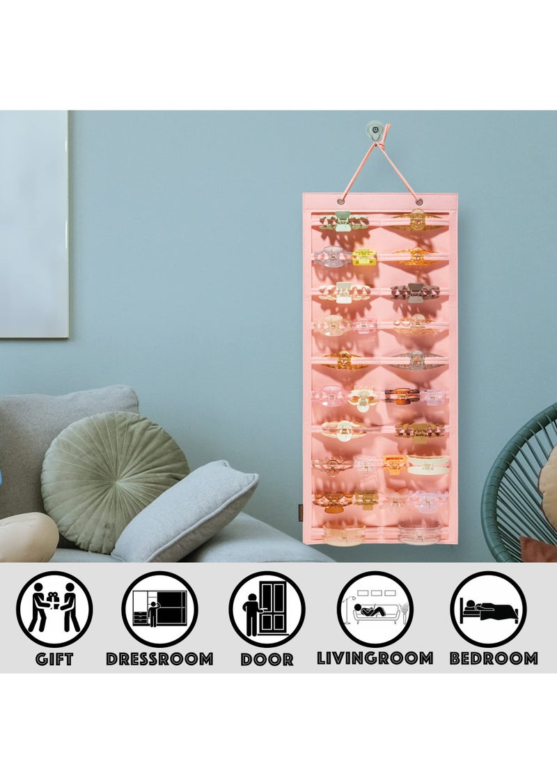 Excefore Hanging Claw Clip Organizer, Large Claw Clip Holder Organizer, Wall-Mount Hair Claw Stand Display Holder, Claw Clips Holder and Storage for Lady Women Teen Girls (Pink)  - Image 4