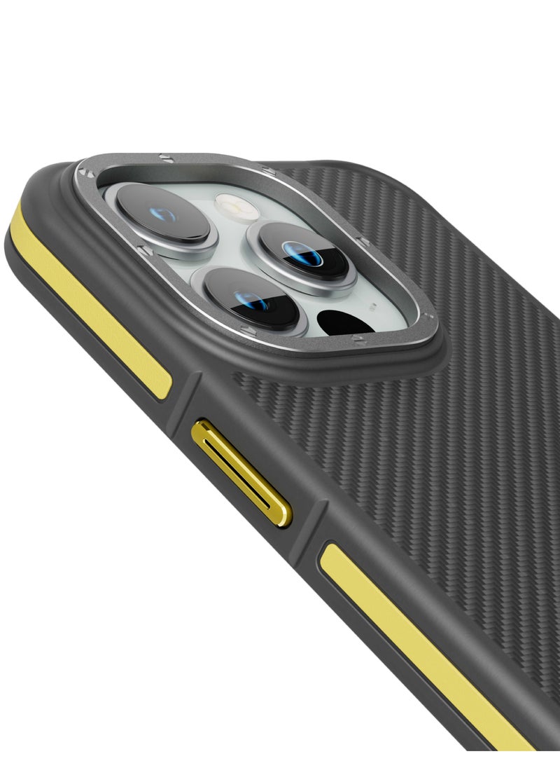 LEVELO - Ox Carbon Case For iPhone 15 Pro - Yellow - Image 1