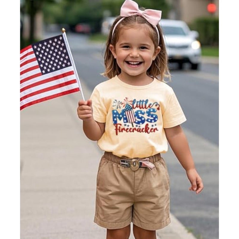 Boys Girls 4th of July Shirt American Flag T-Shirt Patriotic Independence Day Memorial Day Tops 2-7 Years - Image 2