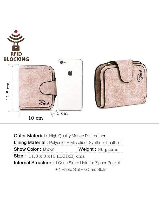 Elios Compact Soft PU Leather Ladies Small Pocket Wallet RFID Blocking | Credit Card Holder |Organizer |Purse |Wallet for Women and Girls with 6 Card Slots (Pink) - Image 3