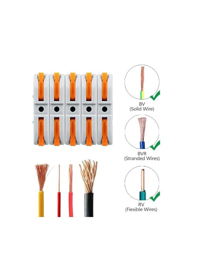 erorex 60PCS Lever Wire Connectors, Quick Connect Electrical Splicing Kit for Compact Inline Terminals,Electrical Connectors Wire Terminals for Any Circuit Inline Splices - 28-12 AWG, 1 in 1 out - Image 3