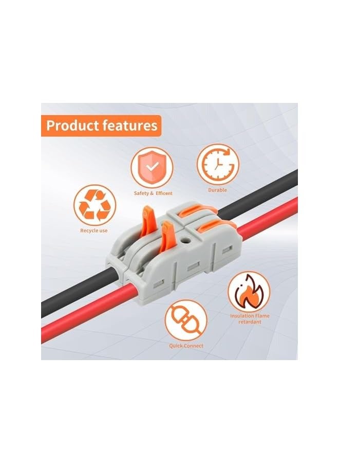 erorex 60PCS Lever Wire Connectors, Quick Connect Electrical Splicing Kit for Compact Inline Terminals,Electrical Connectors Wire Terminals for Any Circuit Inline Splices - 28-12 AWG, 1 in 1 out - Image 2