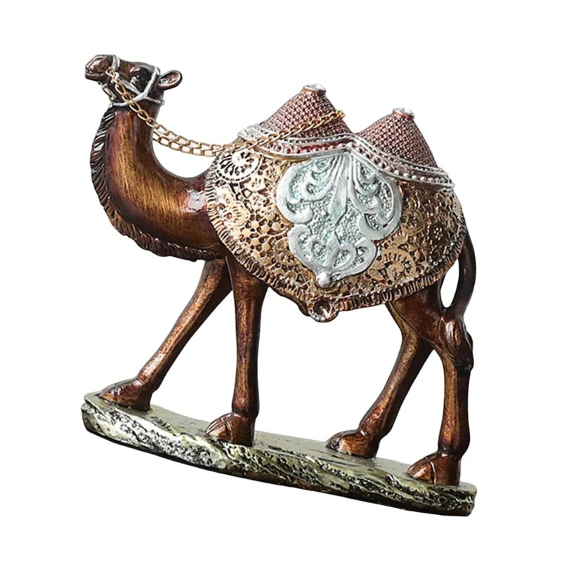 Left Camel Statue Tabletop Decor Resin Figurine Home Office Centerpiece - Image 2