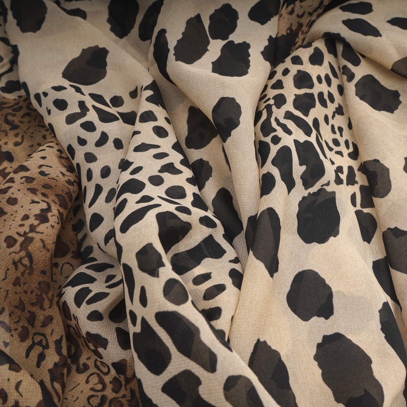 YOUR SMILE Ladies/Women's Lightweight Floral Print/Solid Color mixture Shawl Scarf For Spring Summer season (Leopard 2) - Image 5