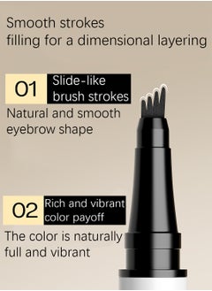 AMG Eyebrow Pen with Micro-Fork Tip, Brow Gel, 4 Tip Microblade Eyebrow Pen, Waterproof Smudge Proof Long Lasting Brow Contouring Pencil, 0.55ml (Sofe Grey Black)  - Image 4