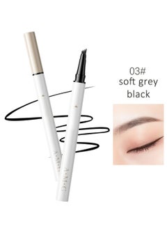 AMG Eyebrow Pen with Micro-Fork Tip, Brow Gel, 4 Tip Microblade Eyebrow Pen, Waterproof Smudge Proof Long Lasting Brow Contouring Pencil, 0.55ml (Sofe Grey Black)  - Image 1