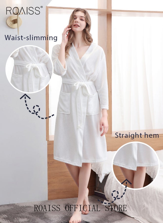 roaiss النساء والرجال الهراء كيمونو البشكير القطن ملابس خاصة سبا رداء نوم ثوب النوم النساء البشكير المياه وصيفه الشرف الجلباب للجنسين روب للنوم الخريف رداء - Image 3