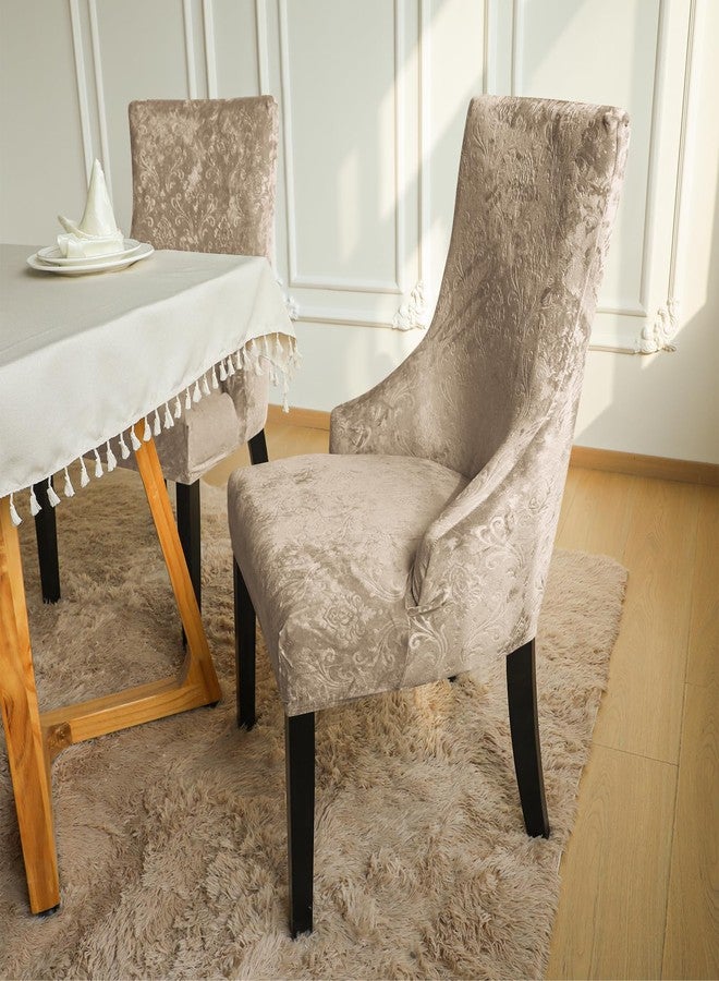 FORCHEER Stretch Wingback Dining Chair Covers Set of 2 Camel Wing Back Side Chair Slipcovers with Arms Washable - Image 4