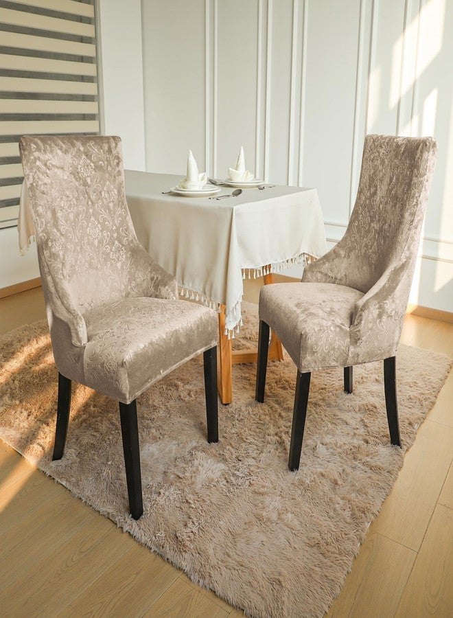 FORCHEER Stretch Wingback Dining Chair Covers Set of 2 Camel Wing Back Side Chair Slipcovers with Arms Washable - Image 2