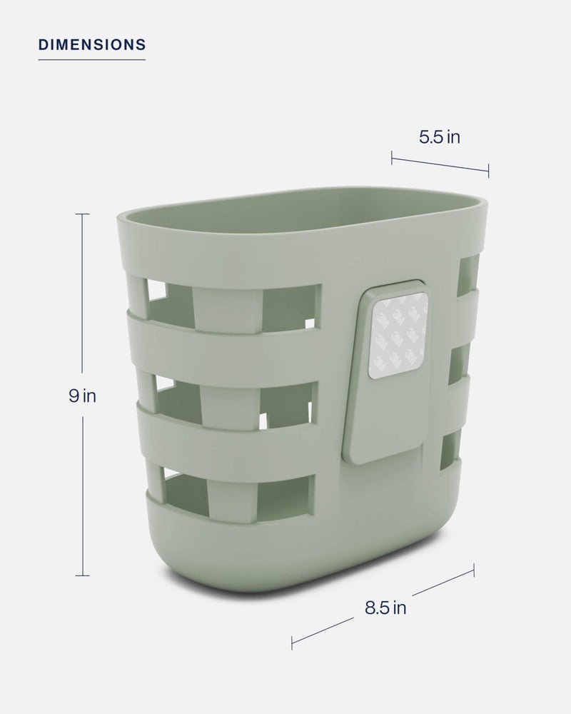 Lalo Bath Time Storage Bin - Keep Items Organized & Dry with Non-Toxic Plastic, Easy Cleanup, Removable Drying Bin, Woven Baby Organizer, Secure Wall Attachment, 9 x 5.5 x 8.5 in - Sage - Image 4