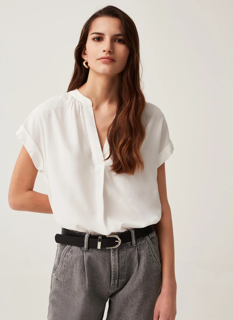 Ovs Sustainable viscose blouse with V neck