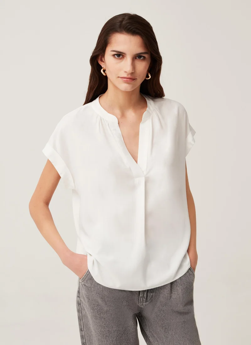 Ovs Sustainable viscose blouse with V neck