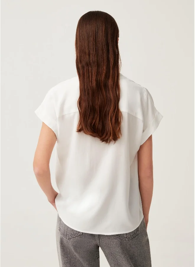 Ovs Sustainable viscose blouse with V neck