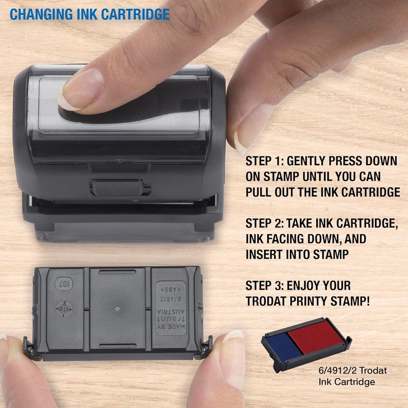 ترودات طقم طابعات برينتي 4912 ذاتية الحبر باللون الأزرق الباستيل، مكون من 4 أسطر، لكتابة رسالة أو عنوان مخصص، بحبر أسود، مقاس الطباعة: 3/4 بوصة × 1.817.8 سم بوصة - Image 5