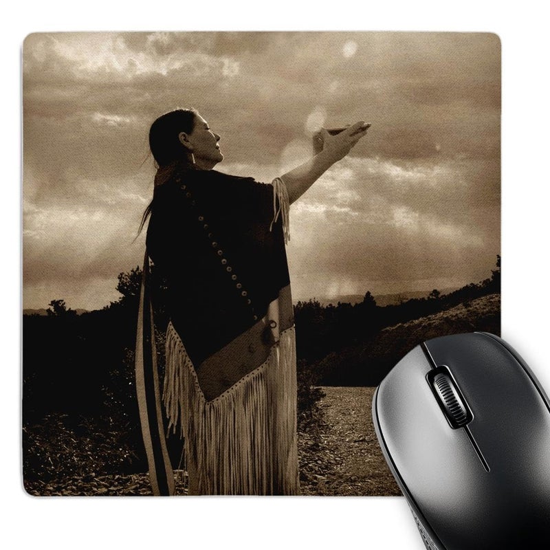 3dRose LLC 8 x 8 x 0.25 Inches Mouse Pad, Native American Medicine Woman Santa Fe Nm Julien McRoberts (mp_92694_1) - Image 1