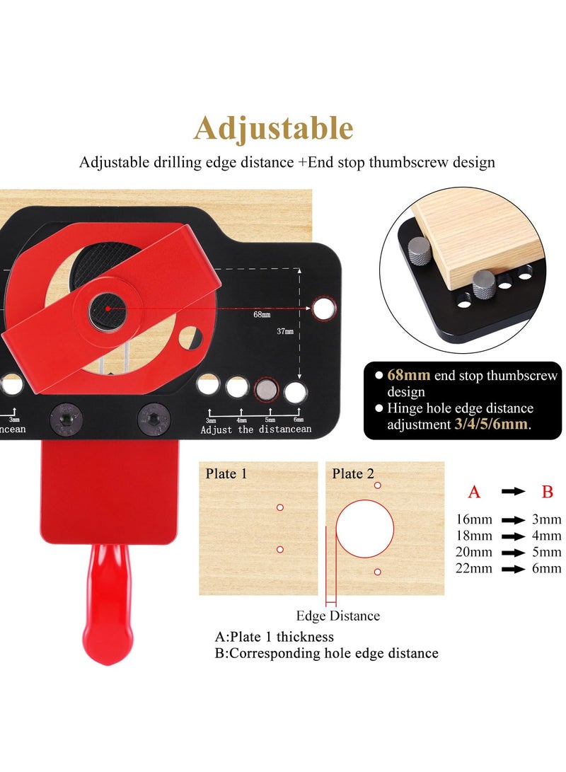 SYOSI 35mm Hinge Jig Drilling Hole Puncher Hinge Jig Drill Guide Locator Aluminum Alloy Concealed Hinge Jig Accurate Locking Hinge Drilling Jig Locator Woodworking Tool for Door Cabinets Hinges Mounting - Image 5