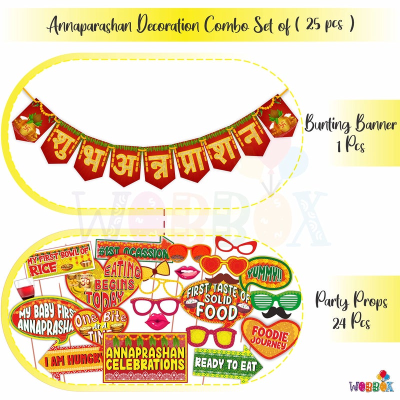 Wobbox Annaprashan Props, Subh Annaprashan Banner, Annaprashan Decoration Kit (25 Pc) (FP4415) - Image 2