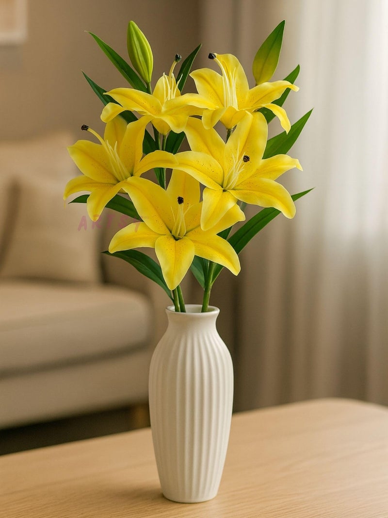ARTSY® Artificial Flowers for Decoration Lily Flower Bunch for vase/Pot, Long Size Stick stem, Home/Office Decor, Gift, Artificial Plant, Craft, Without Vase, 100 cm Height, 1 Piece, Green - Image 1