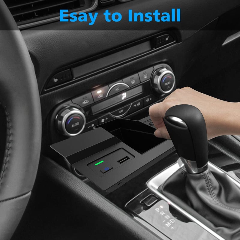 CarQiWireless شاحن سيارة لاسلكي CarQiWireless لسيارة مازدا CX5 2017-2024 2025 2023، وسادة شحن هاتف لاسلكية لـ CX-5 2018 2019 2020 2021 2022 - Image 5