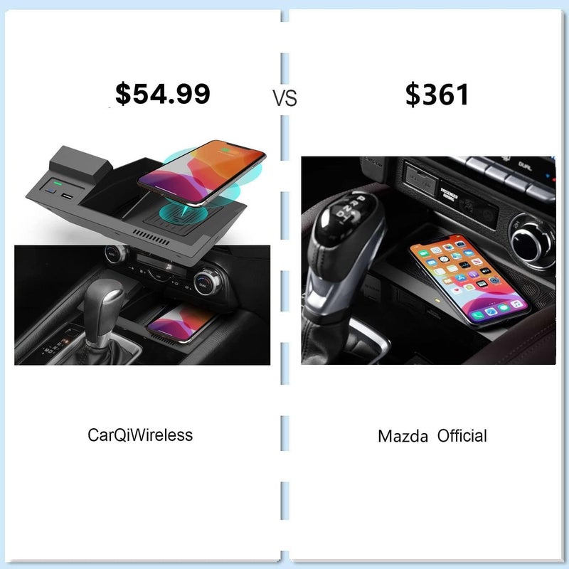 CarQiWireless شاحن سيارة لاسلكي CarQiWireless لسيارة مازدا CX5 2017-2024 2025 2023، وسادة شحن هاتف لاسلكية لـ CX-5 2018 2019 2020 2021 2022 - Image 2