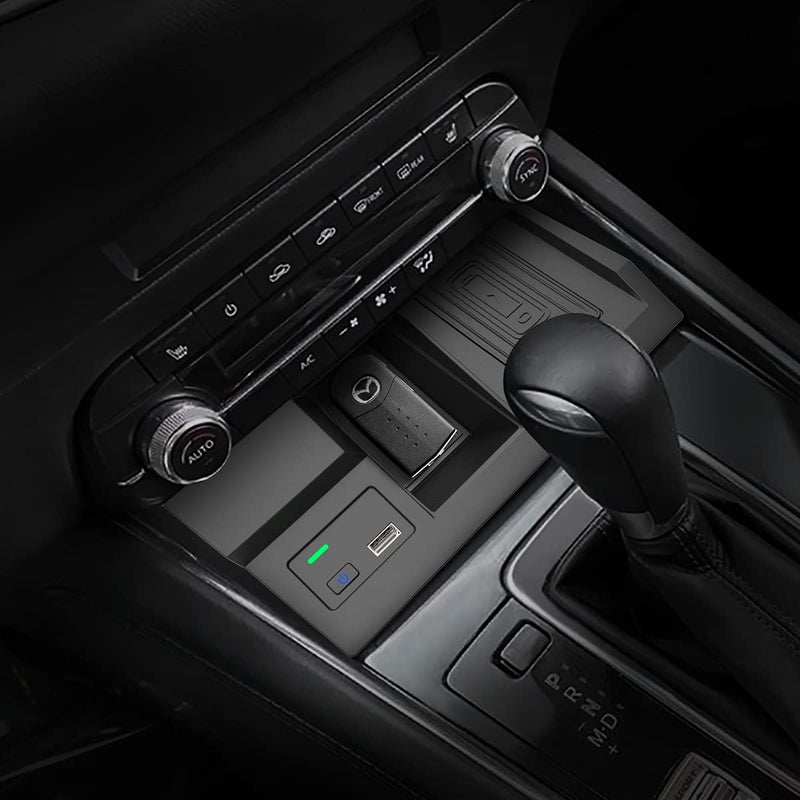 CarQiWireless شاحن سيارة لاسلكي CarQiWireless لسيارة مازدا CX5 2017-2024 2025 2023، وسادة شحن هاتف لاسلكية لـ CX-5 2018 2019 2020 2021 2022 - Image 4