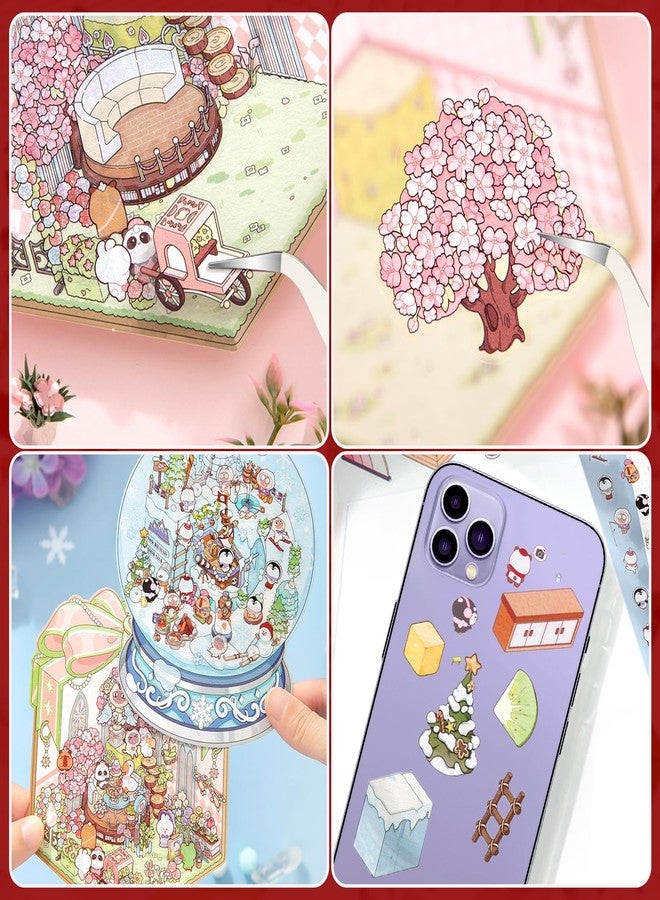 Draupnir 4 Sets DIY 3D House Stickers, Fun DIY Stickers Scene Make Your Own Supermarket, Coffee Shop, Restaurant, Cute 3D Cartoon Scene Sticker Set for Relief Stress Pass The Time - Image 3