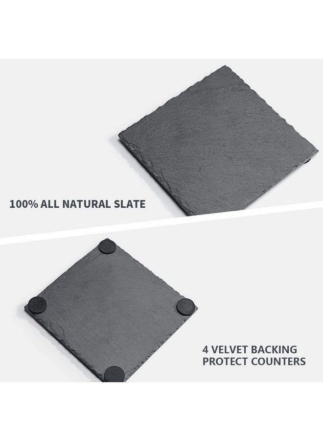 STORE 2508 Store2508 Natural Slate Stone Coasters, 10x10 Cm, Pack of 4 - Image 3