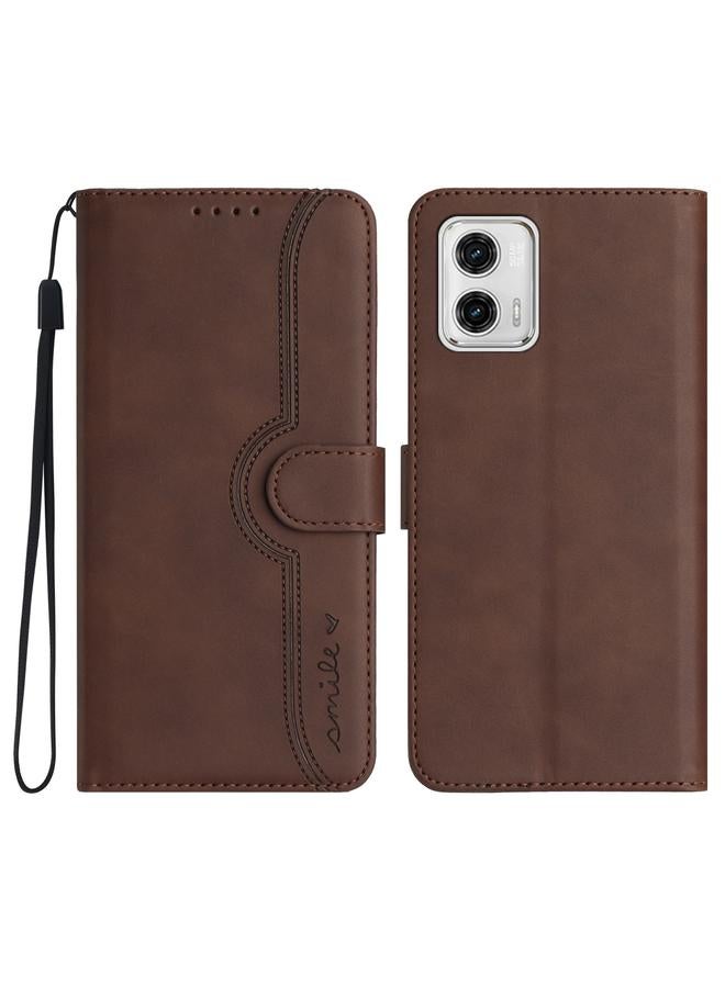 erorex Case For Motorola Moto G53 / G13 / G23 Heart Pattern Skin Feel Leather Phone Case - Image 1
