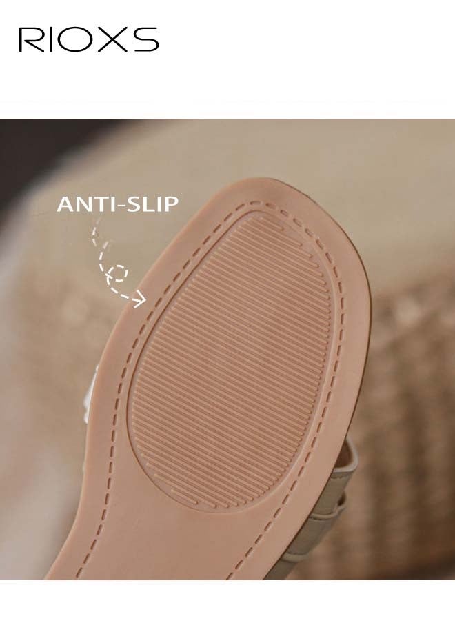 RIOXS Women's Fashion Slippers Anti-Slip Beach Sandals Comfortable Soft Sole Flat Sandals for Indoor and Outdoor Use  - Image 2