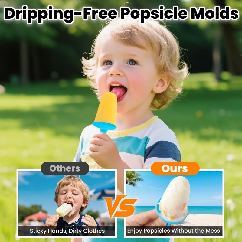 BAUSAR Silicone Popsicles Molds, BPA-Free Small Popsicle Mold for Kids, Toddler & Baby, Reusable Popsicle Molds, Mini Ice Pop Molds with Colorful Sticks, Ice Cream Molds, Homemade Ice Cream Molds(Red) - Image 2