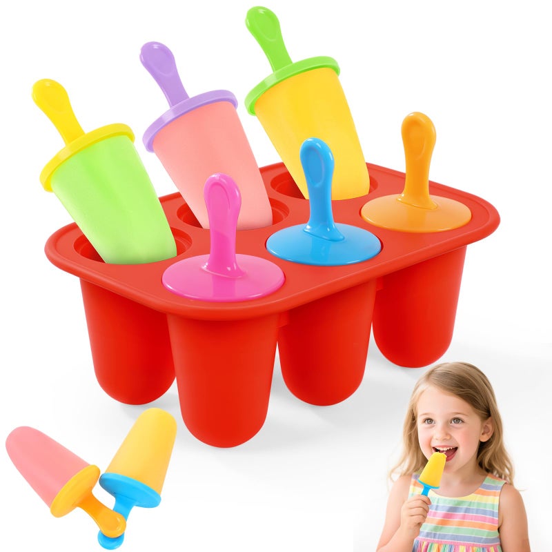 BAUSAR Silicone Popsicles Molds, BPA-Free Small Popsicle Mold for Kids, Toddler & Baby, Reusable Popsicle Molds, Mini Ice Pop Molds with Colorful Sticks, Ice Cream Molds, Homemade Ice Cream Molds(Red) - Image 1