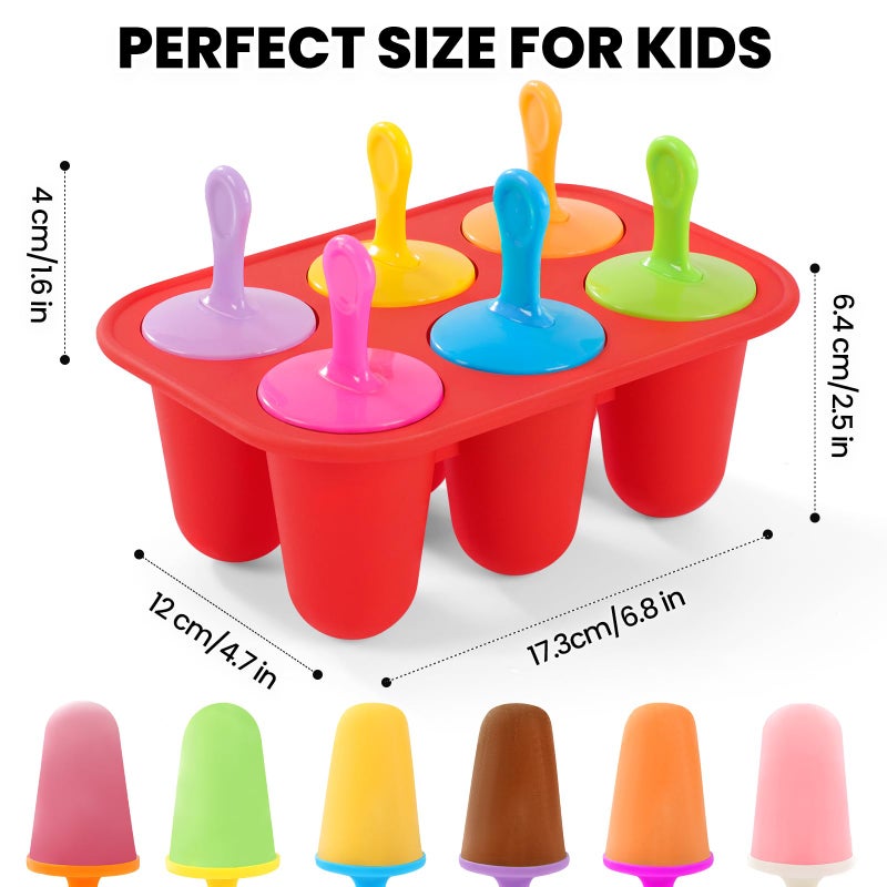 BAUSAR Silicone Popsicles Molds, BPA-Free Small Popsicle Mold for Kids, Toddler & Baby, Reusable Popsicle Molds, Mini Ice Pop Molds with Colorful Sticks, Ice Cream Molds, Homemade Ice Cream Molds(Red) - Image 3