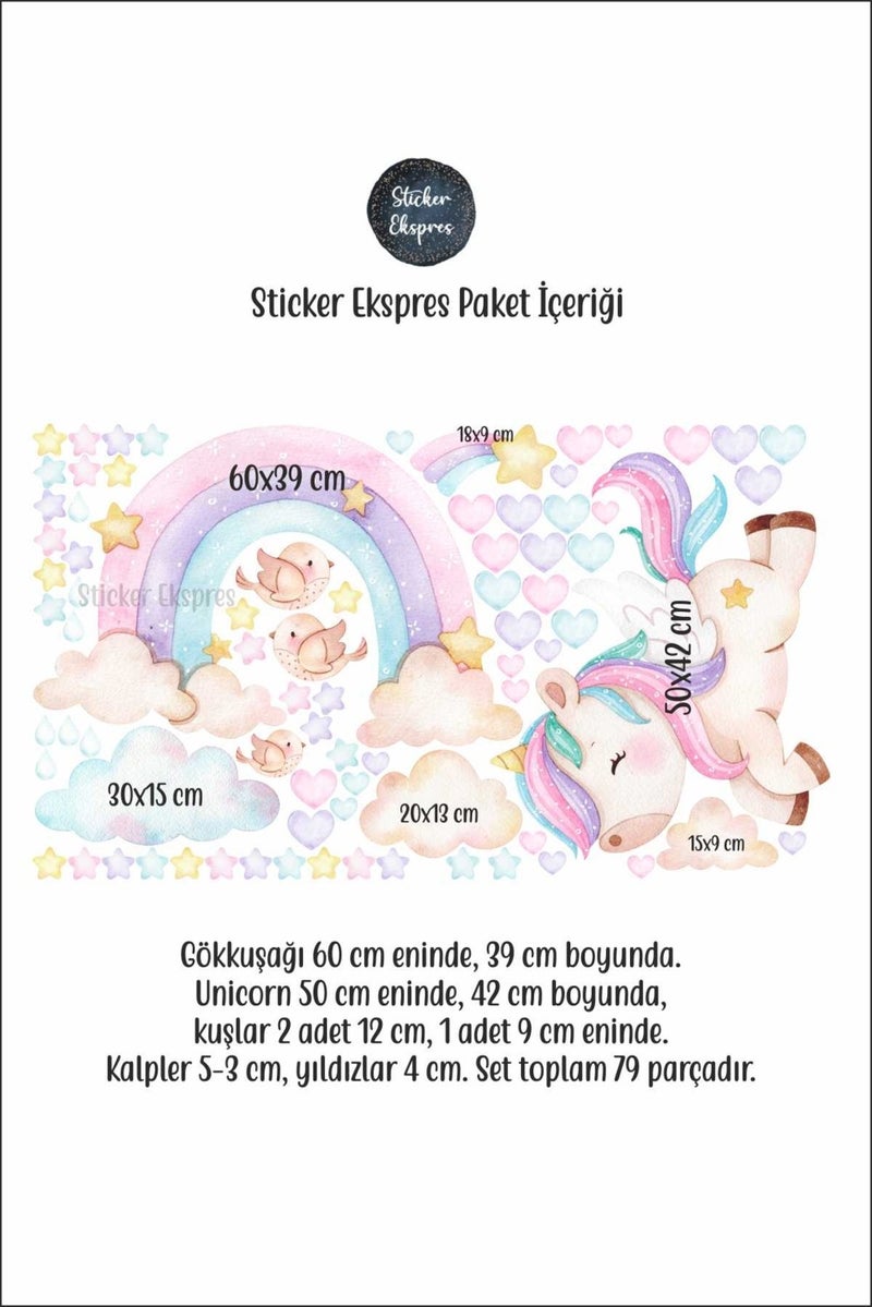 Sticker Ekspres Sticker Express Unicorn and Rainbow Set Kids Room Wall Sticker  - Image 2
