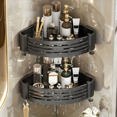 Hallstatt Pack of 2, Self Adhesive Bathroom Corner Shelf for Wall Shelf Organizer Wall Mounted Aluminum Bathroom Shelves Rack Holder Stand for Bathroom Accessories Organiser Without Drill - Image 1