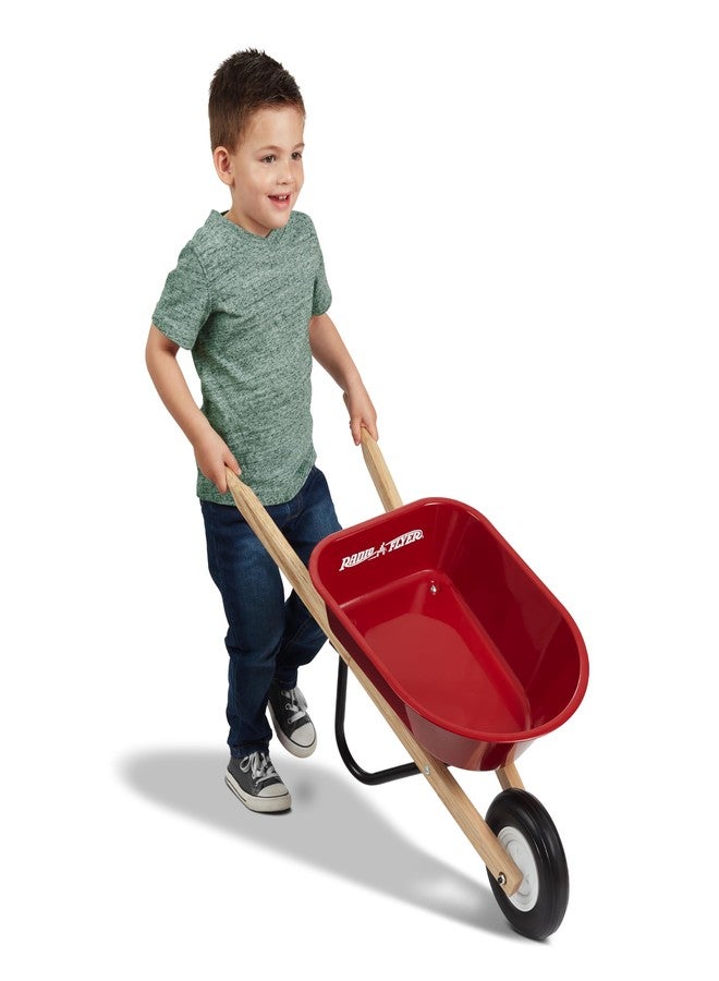 Radio Flyer Classic Kids Wheelbarrow, For Kids 3+, Seamless Steel Tray with No-Scratch Edges, Real Wooden Handles, Durable Front Wheel, Steel Undercarriage, 25 lb Capacity, Garden Toy for Children - Image 1
